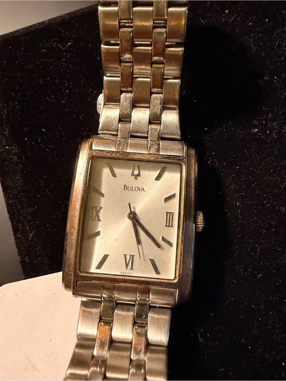 Bulova Silver-Tone Rectangular Dress Watch